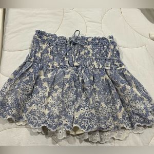 We are all pretty girls, blue and white skirt.